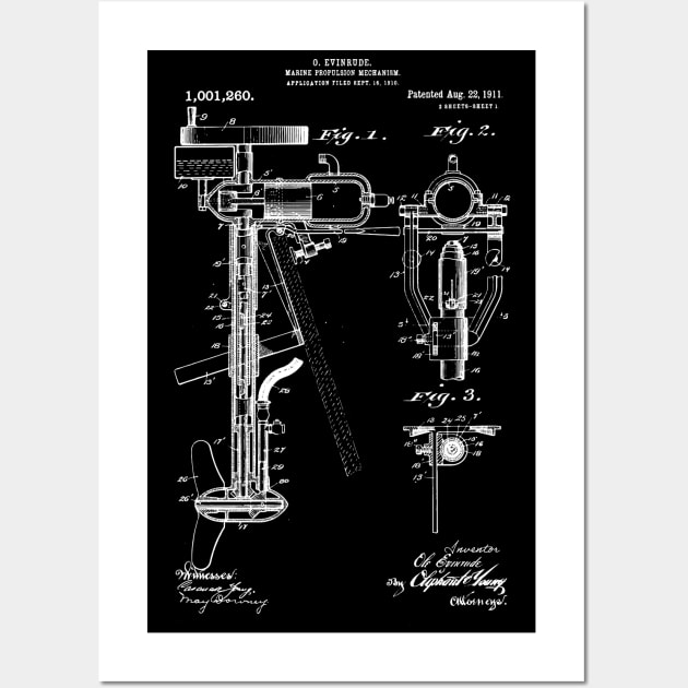 Outboard Motor Patent Marine Propulsion Mechanism 1911 Wall Art by Anodyle